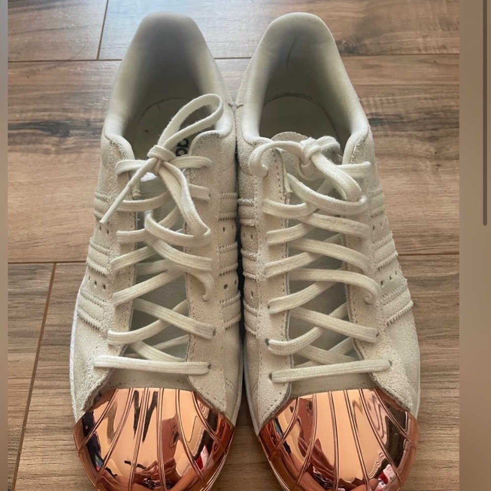 Adidas Originals Superstar 80s Rose Gold Metal Cap Sneakers